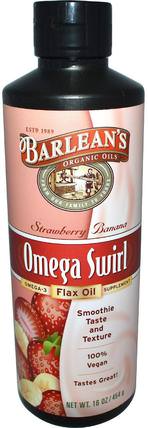 Omega Swirl, Flax Oil, Strawberry Banana, 16 oz (454 g) by Barleans, 補充劑，efa omega 3 6 9（epa dha），barleans亞麻油 HK 香港
