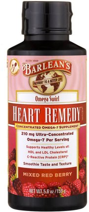 Omega Swirl, Heart Remedy, Mixed Red Berry, 5.6 oz (159 g) by Barleans, 補充劑，efa omega 3 6 9（epa dha），心律失常 HK 香港