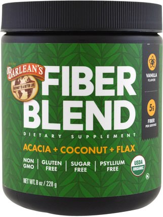 Organic Fiber Blend, Vanilla Flavor, 8 oz (228 g) by Barleans, 補充劑，纖維 HK 香港