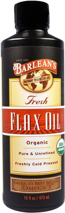 Organic Fresh, Flax Oil, 16 oz (473 ml) by Barleans, 補充劑，efa omega 3 6 9（epa dha），亞麻油液體，barleans亞麻油 HK 香港