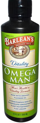 Organic Oils, Omega Man, Mens Health & Vitality Formula, 12 fl oz (350 ml) by Barleans, 補充劑，efa omega 3 6 9（epa dha），barleans men HK 香港