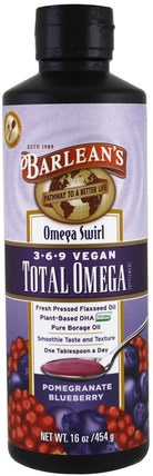 Total Omega 369 Vegan, Pomegranate Blueberry, 16 oz (454 g) by Barleans, 補充劑，efa omega 3 6 9（epa dha），barleans omega HK 香港