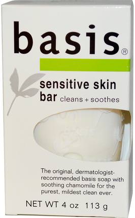 Sensitive Skin Bar, 4 oz (113 g) by Basis, 洗澡，美容，肥皂 HK 香港