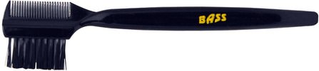 Eyebrow and Eyelash Comb, Black Plastic Handle, Nylon Bristle, 1 Piece by Bass Brushes, 洗澡，美容，化妝工具，化妝刷 HK 香港