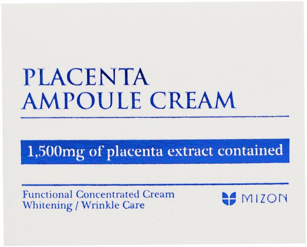 沐浴，美容，抗衰老 - Mizon, Placenta Ampoule Cream, 1.69 oz (50 ml)