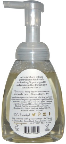 洗澡，美容，摩洛哥浴 - Deep Steep, Argan Oil Foaming Hand Wash, Lavender - Vanilla, 8 fl oz (237 ml)
