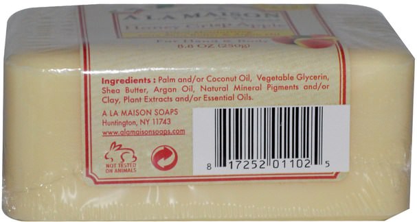 洗澡，美容，摩洛哥堅果浴，肥皂 - A La Maison de Provence, Honey Crisp Apple Bar Soap, 8.8 oz (250 g)