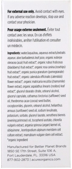 洗澡，美容，摩洛哥堅果，眼霜 - Acure Organics, Eye Cream, Chlorella + Edelweiss Extract, 1 fl oz (30 ml)