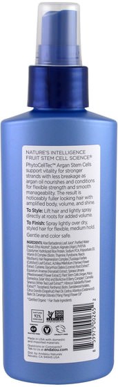 洗澡，美容，摩洛哥堅果護髮，頭髮，頭皮 - Andalou Naturals, Argan Stem Cells Hair Spray, Age Defying, 6 fl oz (178 ml)
