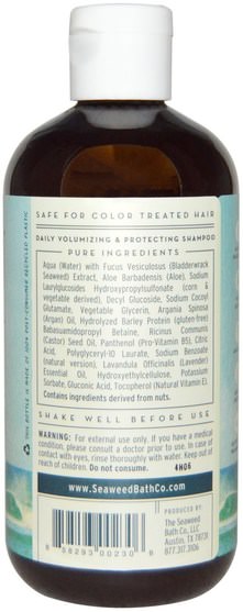 洗澡，美容，摩洛哥堅果洗髮水，頭髮，頭皮，洗髮水，護髮素 - Seaweed Bath Co., Natural Volumizing Argan Shampoo, Lavender, 12 fl oz (360 ml)