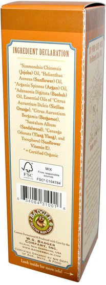 洗澡，美容，摩洛哥堅果，皮膚護理 - Badger Company, Argan Botanical Hair Oil, Jojoba & Baobab, 2 fl oz (59.1 ml)