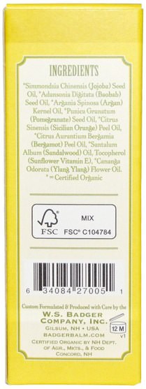 洗澡，美容，摩洛哥堅果，皮膚護理 - Badger Company, Argan Face Oil, For All Skin Types, 1 fl oz (29.5 ml)