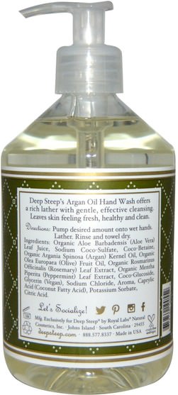 洗澡，美容，摩洛哥堅果，肥皂 - Deep Steep, Argan Oil Hand Wash, Rosemary - Mint, 17.6 fl oz (520 ml)