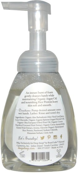 洗澡，美容，摩洛哥堅果，肥皂，泡沫肥皂 - Deep Steep, Argan Oil Foaming Hand Wash, Coconut - Lime, 8 fl oz (237 ml)