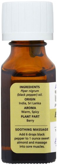 沐浴，美容，香薰精油 - Aura Cacia, 100% Pure Essential Oil, Black Pepper, Warning.5 fl oz (15 ml)