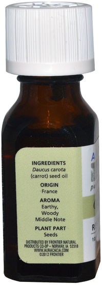 沐浴，美容，香薰精油 - Aura Cacia, 100% Pure Essential Oil, Carrot Seed.5 fl oz (15 ml)