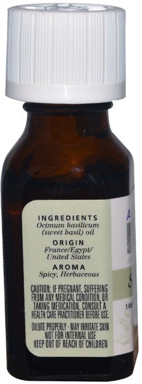 沐浴，美容，香薰精油，羅勒油 - Aura Cacia, 100% Pure Essential Oil, Sweet Basil, Refreshing.5 fl oz (15 ml)