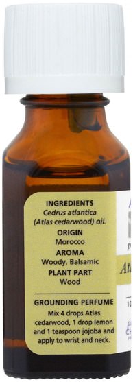 沐浴，美容，香薰精油，雪松油 - Aura Cacia, 100% Pure Essential Oil, Atlas Cedarwood.5 fl oz (15 ml)