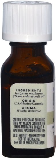 沐浴，美容，香薰精油，雪松油 - Aura Cacia, 100% Pure Essential Oil, Texas Cedarwood.5 fl oz (15 ml)