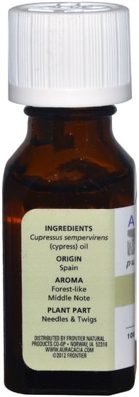 沐浴，美容，香薰精油，柏樹油 - Aura Cacia, 100% Pure Essential Oil, Cypress, 0.5 fl oz (15 ml)