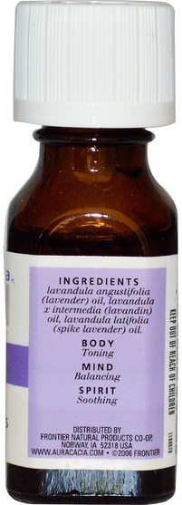 沐浴，美容，香薰精油，薰衣草精油 - Aura Cacia, 100% Pure Essential Oils, Lavender Harvest, 0.5 fl oz (15 ml)