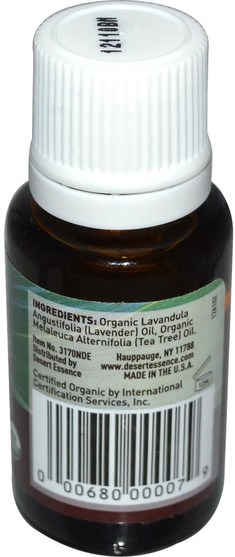 沐浴，美容，香薰精油，薰衣草精油，茶樹精油 - Desert Essence, Organic Lavender Tea Tree Oil.6 fl oz (18 ml)