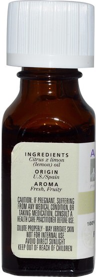 沐浴，美容，香薰精油，檸檬油 - Aura Cacia, 100% Pure Essential Oil, Lemon.5 fl oz (15 ml)