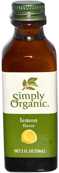 沐浴，美容，香薰精油，檸檬油，食物，食用油酒和醋 - Simply Organic Lemon Flavor, 2 fl oz (59 ml)