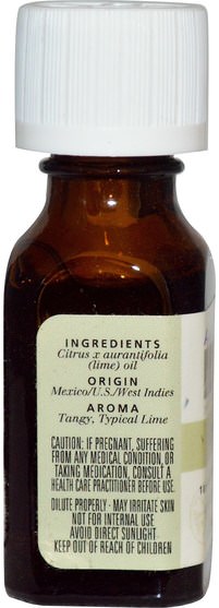 沐浴，美容，香薰精油，石灰油 - Aura Cacia, 100% Pure Essential Oil, Lime.5 fl oz (15 ml)