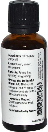 沐浴，美容，香薰精油，橙油 - Now Foods, Essential Oils, Orange, 1 fl oz (30 ml)
