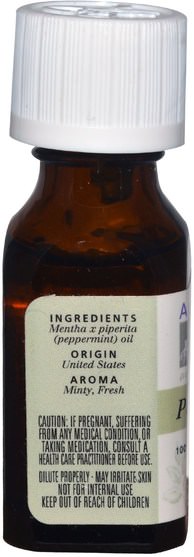 沐浴，美容，香薰精油，薄荷油 - Aura Cacia, 100% Pure Essential Oil, Peppermint, Cooling.5 fl oz (15 ml)