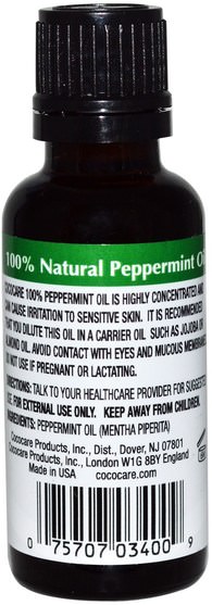沐浴，美容，香薰精油，薄荷油 - Cococare, 100% Natural Peppermint Oil, 1 fl oz (30 ml)