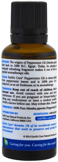 沐浴，美容，香薰精油，薄荷油 - Earths Care, Peppermint Oil, 1 fl oz (30 ml)