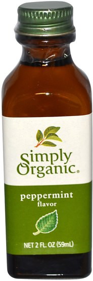沐浴，美容，香薰精油，薄荷油，食品，食用油酒和醋 - Simply Organic Peppermint Flavor, 2 fl oz (59 ml)