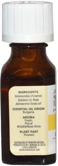 沐浴，美容，香薰精油，玫瑰精油 - Aura Cacia, Rose Otto, In Jojoba Oil.5 fl oz (15 ml)