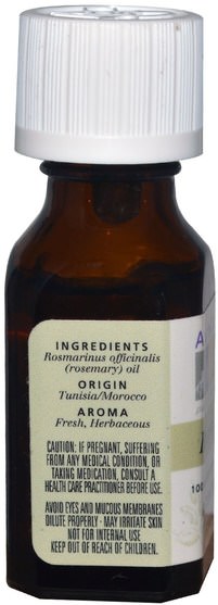 沐浴，美容，香薰精油，迷迭香精油 - Aura Cacia, 100% Pure Essential Oil, Rosemary.5 fl oz (15 ml)