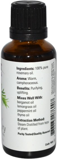 沐浴，美容，香薰精油，迷迭香精油 - Now Foods, Essential Oils, Rosemary, 1 fl oz (30 ml)