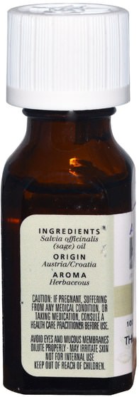 沐浴，美容，香薰精油，鼠尾草精油 - Aura Cacia, 100% Pure Essential Oil, Sage, 0.5 fl oz (15 ml)