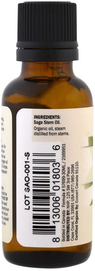 沐浴，美容，香薰精油，鼠尾草精油 - Dr. Mercola, Organic Essential Oil, Sage, 1 oz (30 ml)