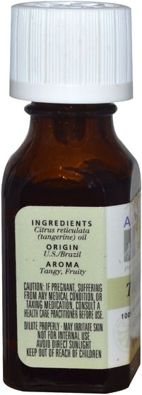 沐浴，美容，香薰精油，橘子油 - Aura Cacia, 100% Pure Essential Oil, Tangerine, Cheering.5 fl oz (15 ml)