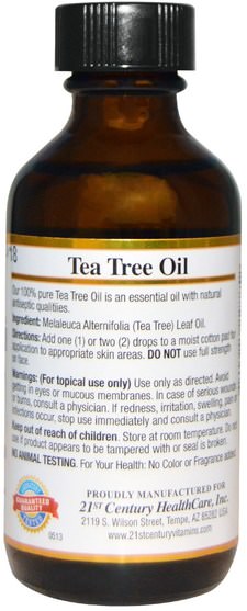 沐浴，美容，香薰精油，茶樹精油 - 21st Century, Tea Tree Oil, 2 fl oz (60 ml)