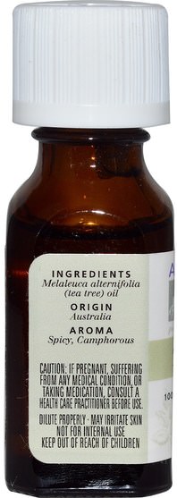 沐浴，美容，香薰精油，茶樹精油 - Aura Cacia, 100% Pure Essential Oil, Tea Tree.5 fl oz (15 ml)