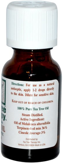沐浴，美容，香薰精油，茶樹精油 - Tea Tree Therapy, Tea Tree Oil.5 fl oz (15 ml)