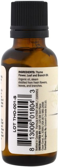 沐浴，美容，香薰精油，百里香油 - Dr. Mercola, Organic Essential Oil, Thyme, 1 oz (30 ml)
