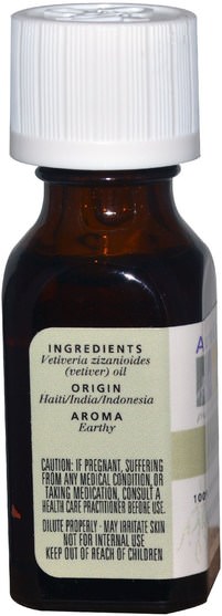 沐浴，美容，香薰精油，香根草油 - Aura Cacia, 100% Pure Essential Oil, Vetiver.5 fl oz (15 ml)