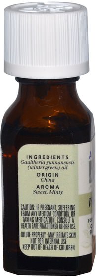 沐浴，美容，香薰精油，冬青油 - Aura Cacia, 100% Pure Essential Oil, Wintergreen.5 fl oz (15 ml)