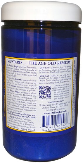 洗澡，美容，沐浴油 - Dr. Singhas, Mustard Bath, 32 oz (907g)
