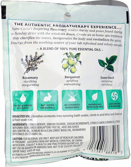 洗澡，美容，浴鹽 - Aura Cacia, Aromatherapy Mineral Bath, Inspiring Rosemary, 2.5 oz (70.9 g)