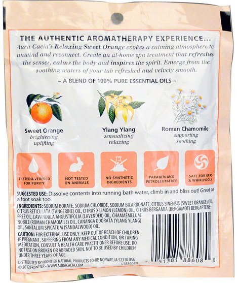 洗澡，美容，浴鹽 - Aura Cacia, Aromatherapy Mineral Bath, Relaxing Sweet Orange, 2.5 oz (70.9 g)
