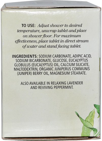 洗澡，美容，浴鹽 - Aura Cacia, Aromatherapy Shower Tablets, Purifying Eucalyptus, 3 Tablets, 1 oz Each